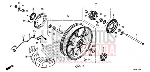 ROUE ARRIERE CBF125NAJ de 2018
